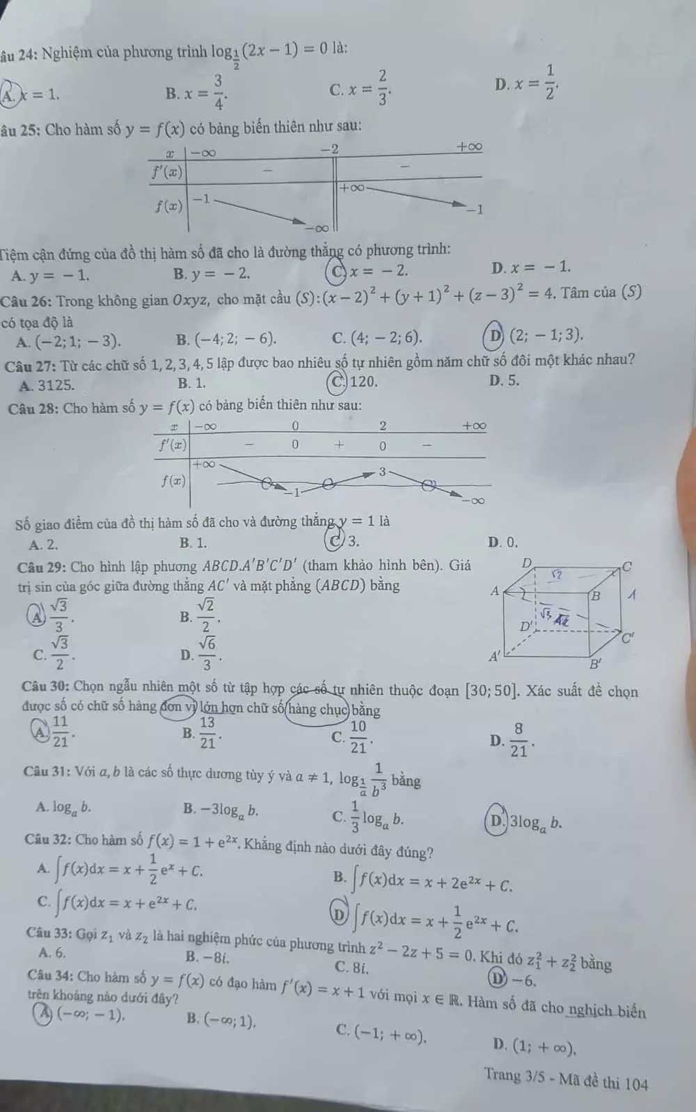 Đề thi THPT Quốc Gia năm 2022 môn Toán