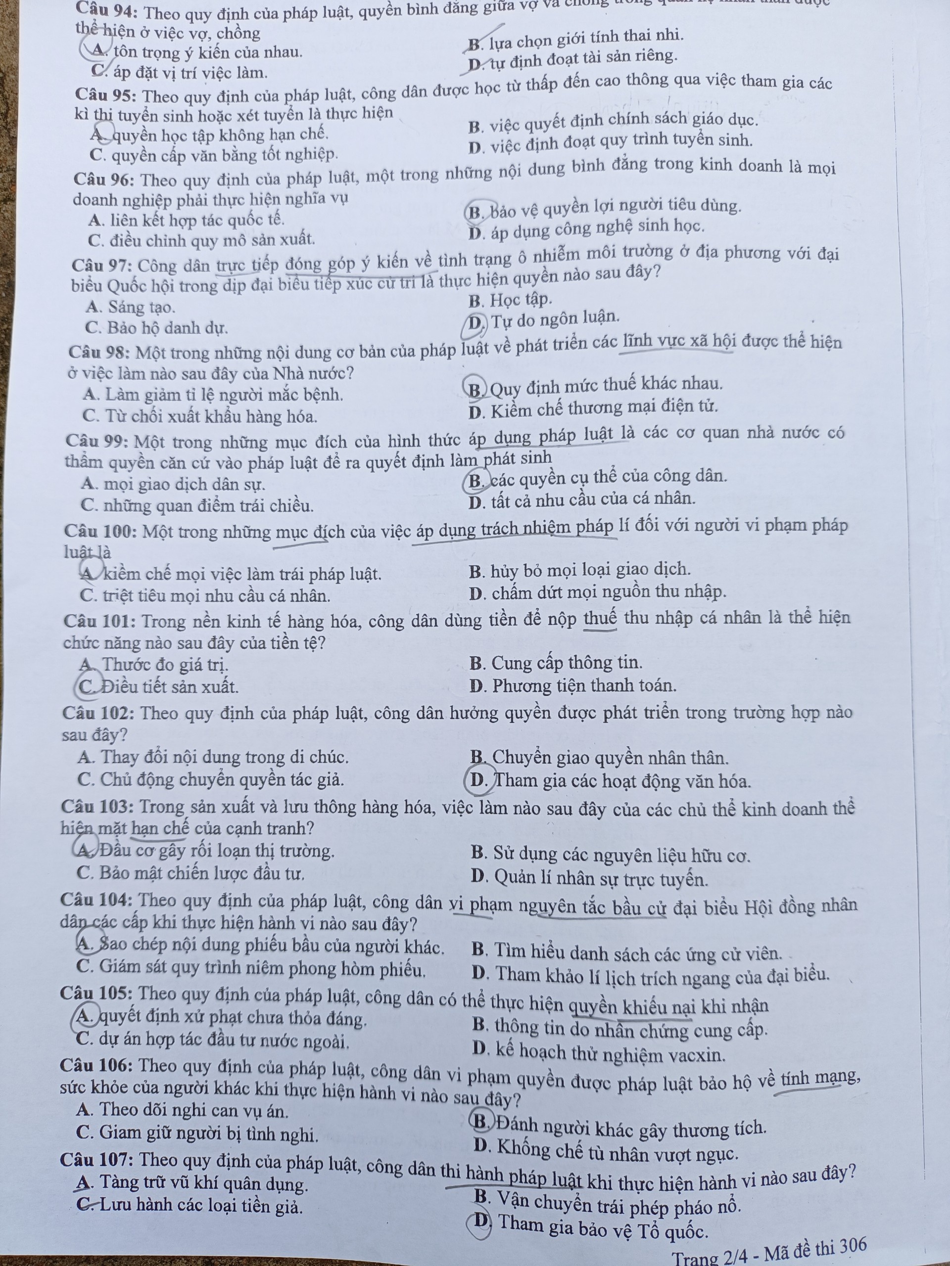 Đề thi THPT Quốc gia 2022 môn GDCD