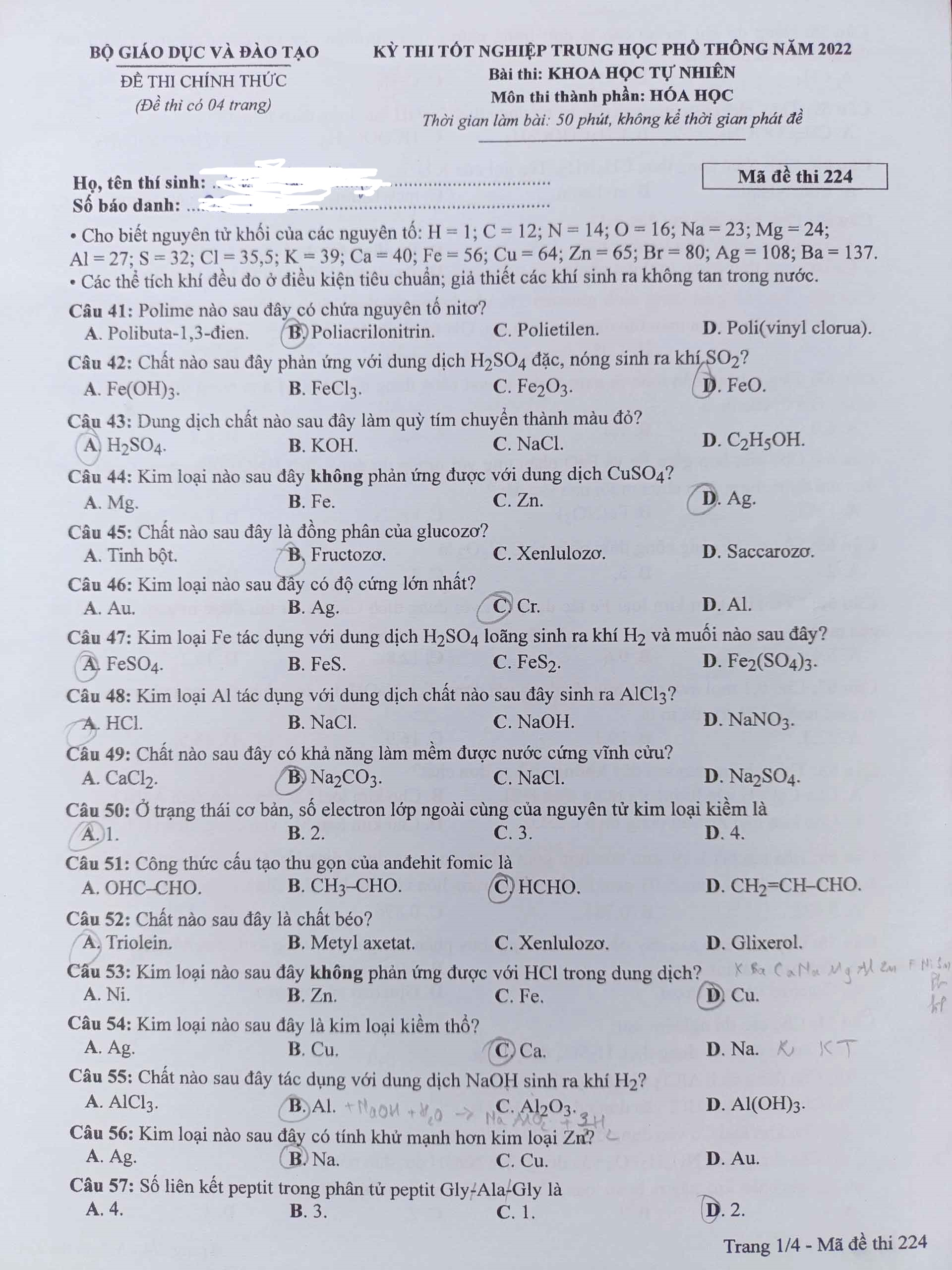 Đề thi THPT Quốc gia 2022 môn Lý