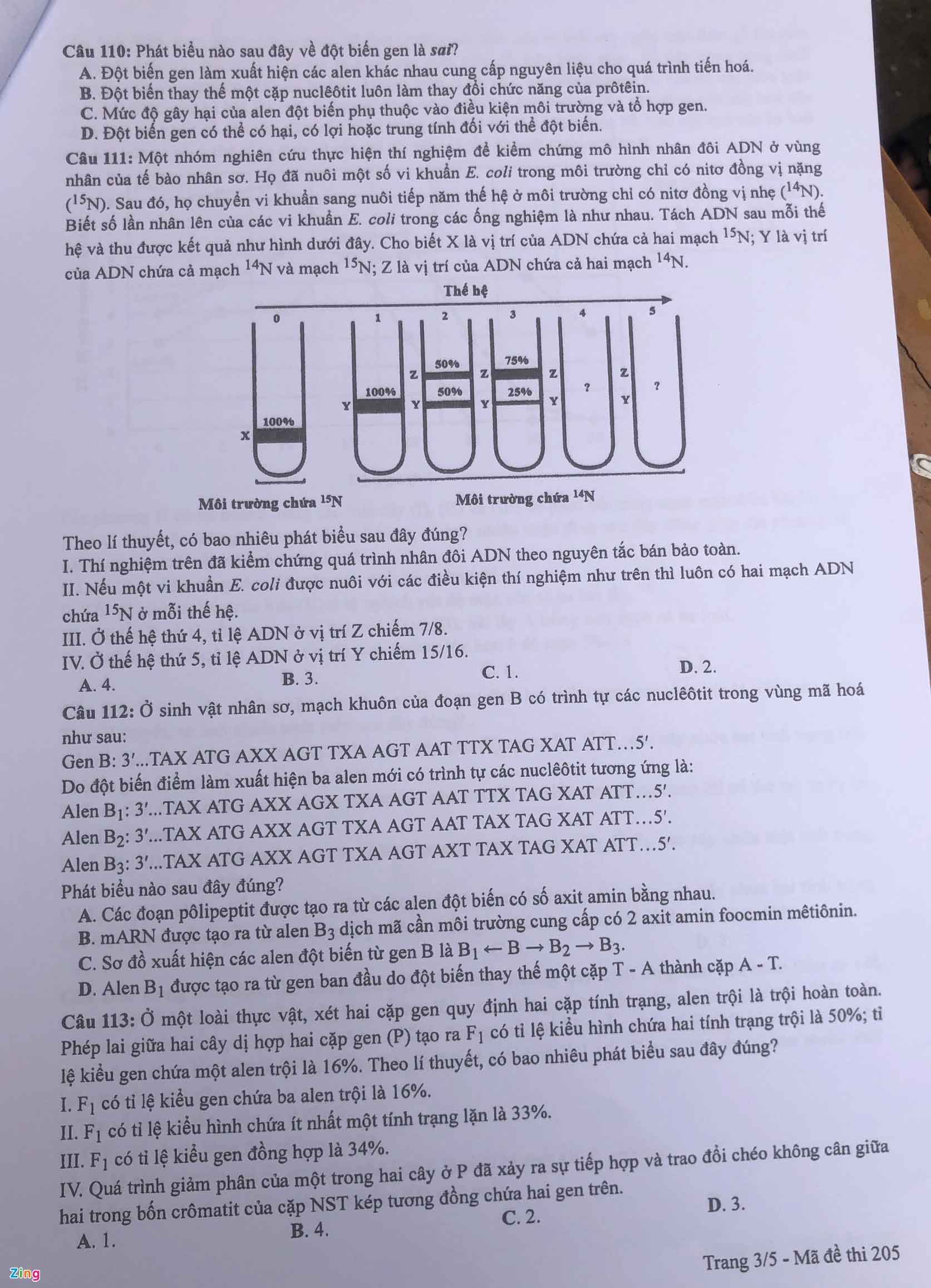 Đề thi THPT Quốc gia 2022 môn Sinh