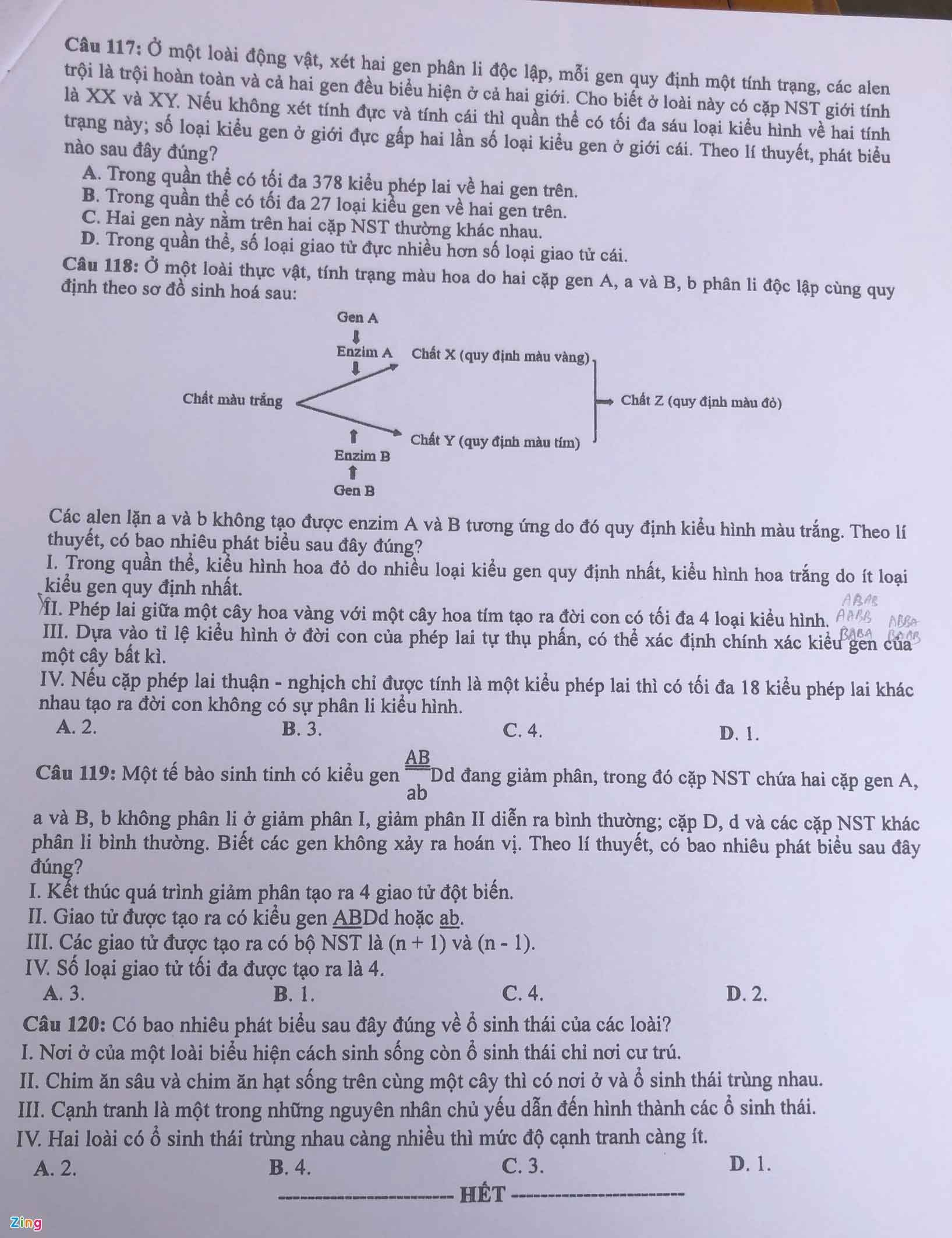 Đề thi THPT Quốc gia 2022 môn Sinh