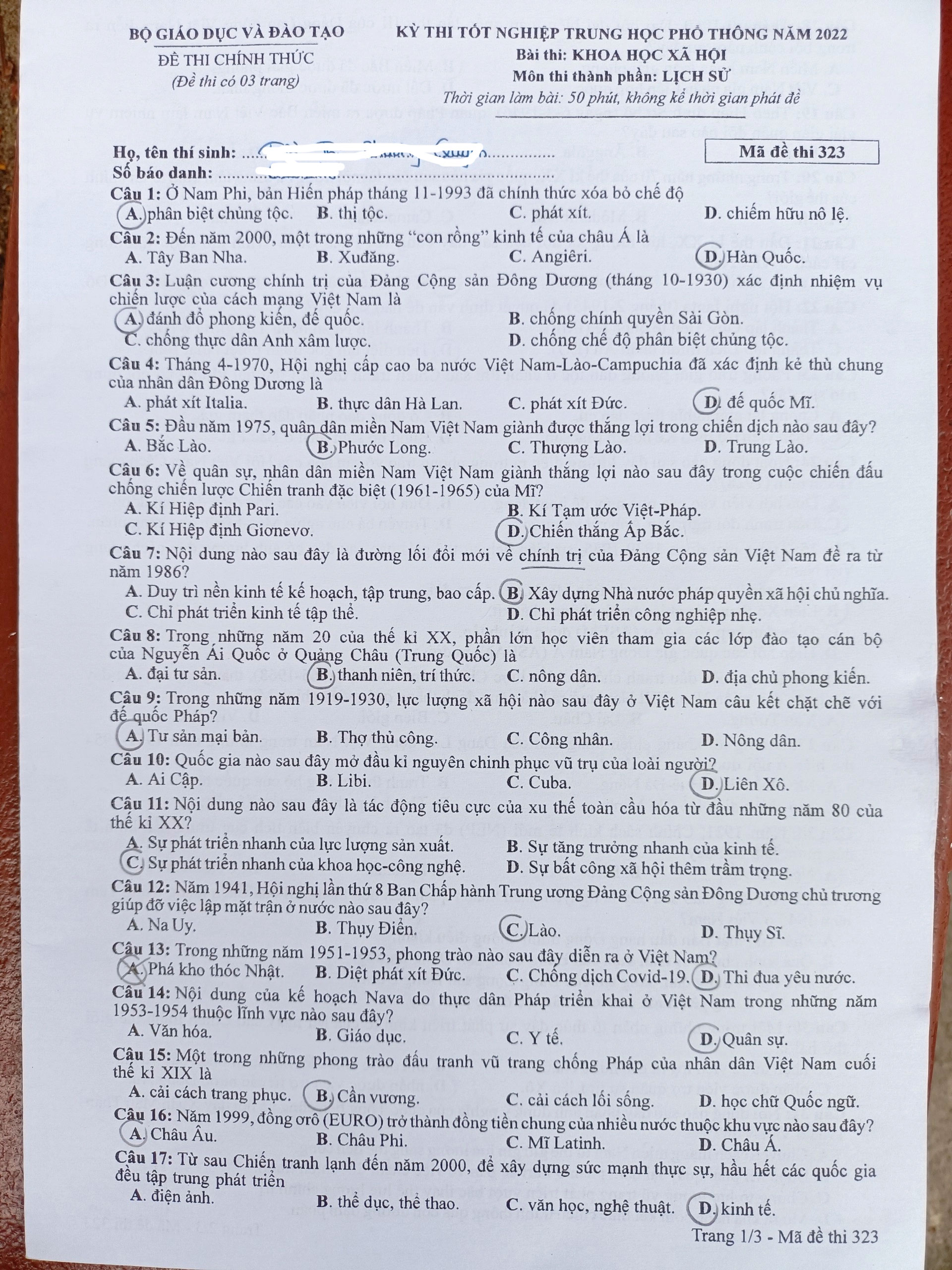 Đề thi THPT Quốc gia 2022 Sử