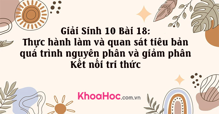 Giải Sinh 10 Bài 18: Thực hành làm và quan sát tiêu bản quá trình ...