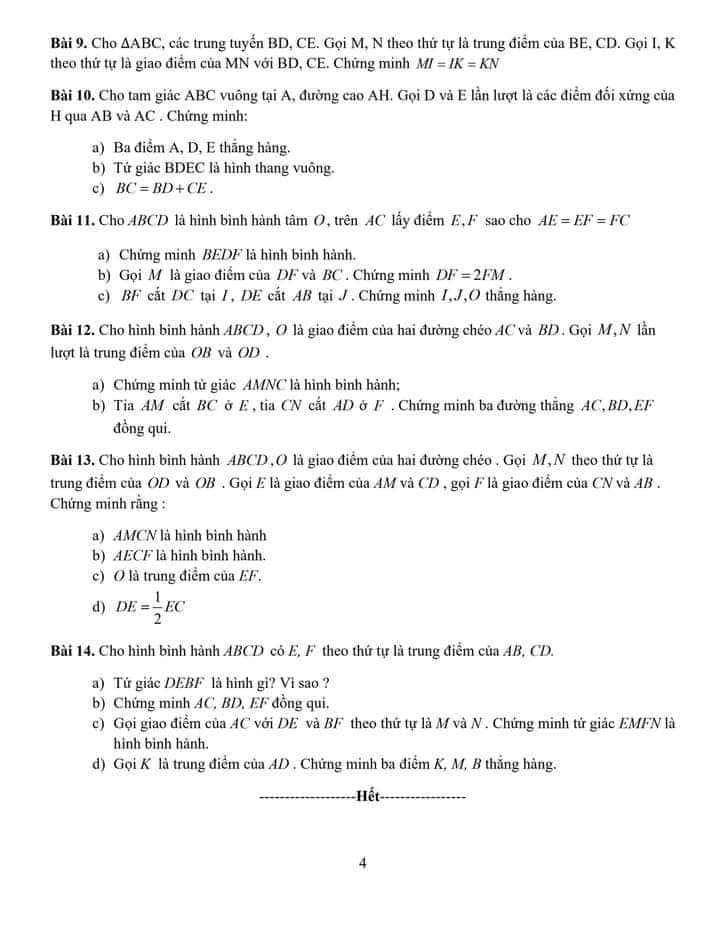 Đề cương ôn tập giữa kì 1 lớp 8 môn Toán