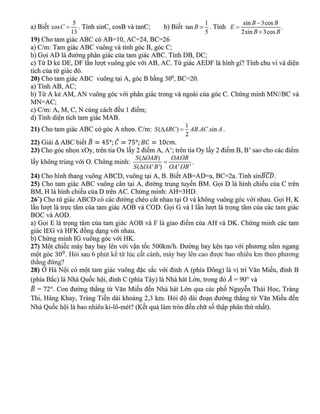 Đề cương ôn tập Toán 9 giữa học kì 1