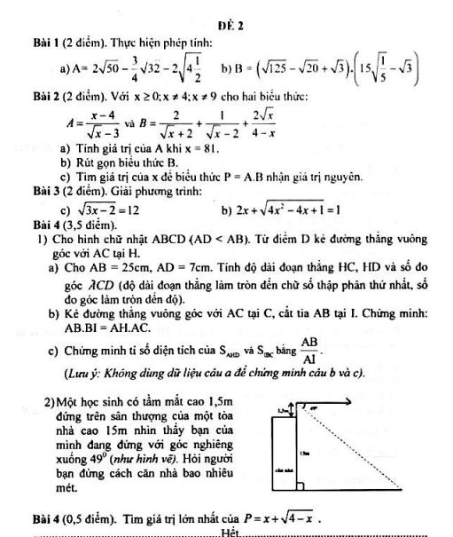 Đề cương ôn tập giữa kì 1 lớp 9 môn Toán