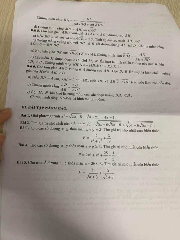 Đề cương ôn tập giữa kì 1 lớp 9 môn Toán