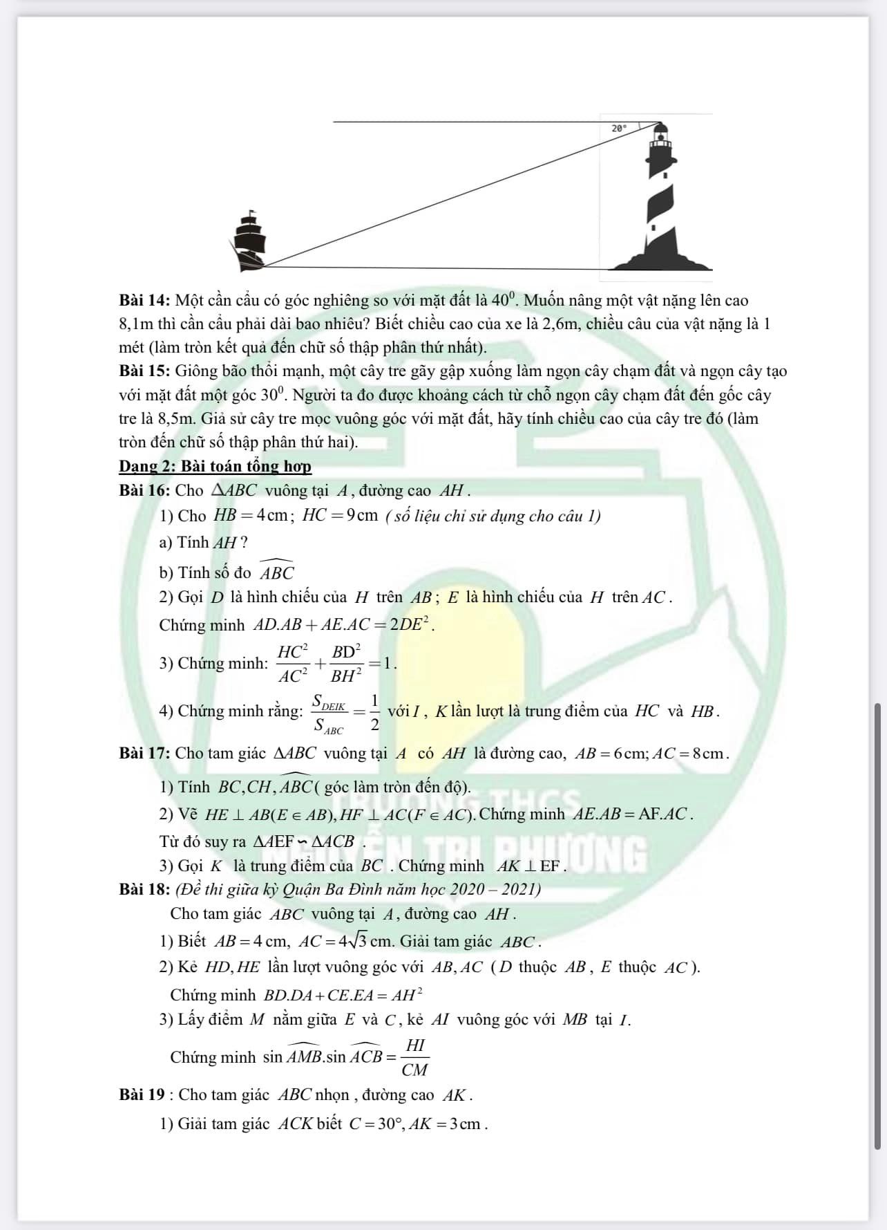 Đề cương ôn tập giữa kì 1 lớp 9 môn Toán