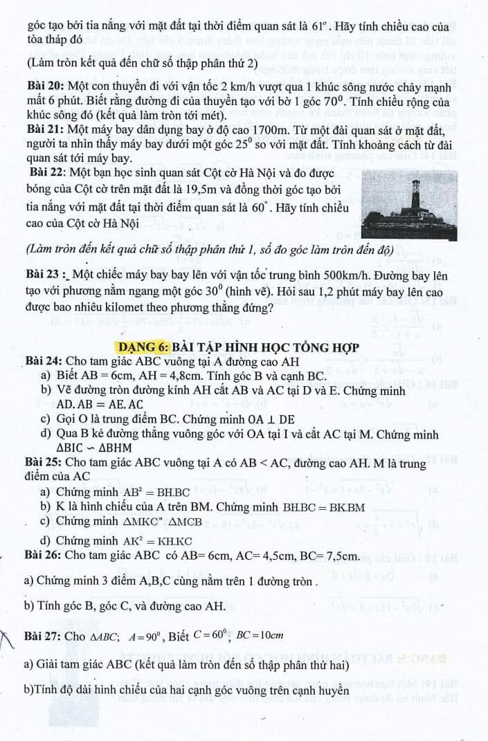Đề cương ôn tập giữa kì 1 lớp 9 môn Toán
