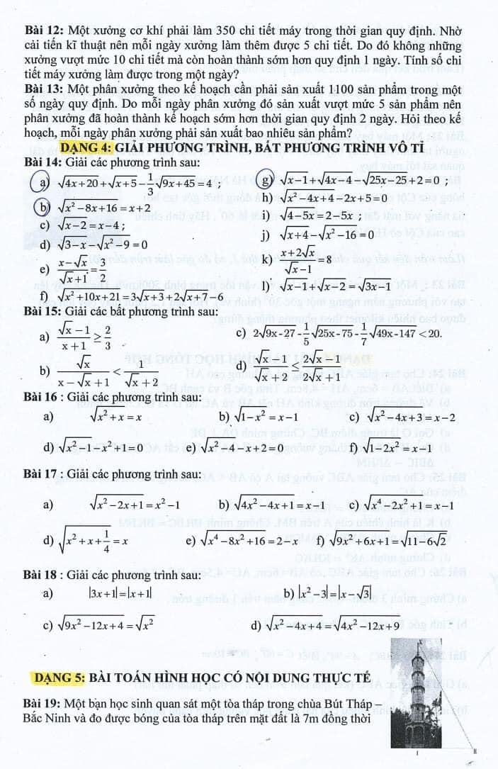 Đề cương ôn tập giữa kì 1 lớp 9 môn Toán