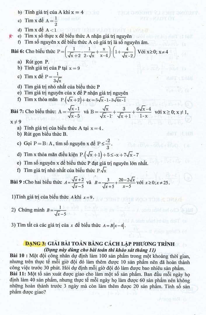 Đề cương ôn tập giữa kì 1 lớp 9 môn Toán