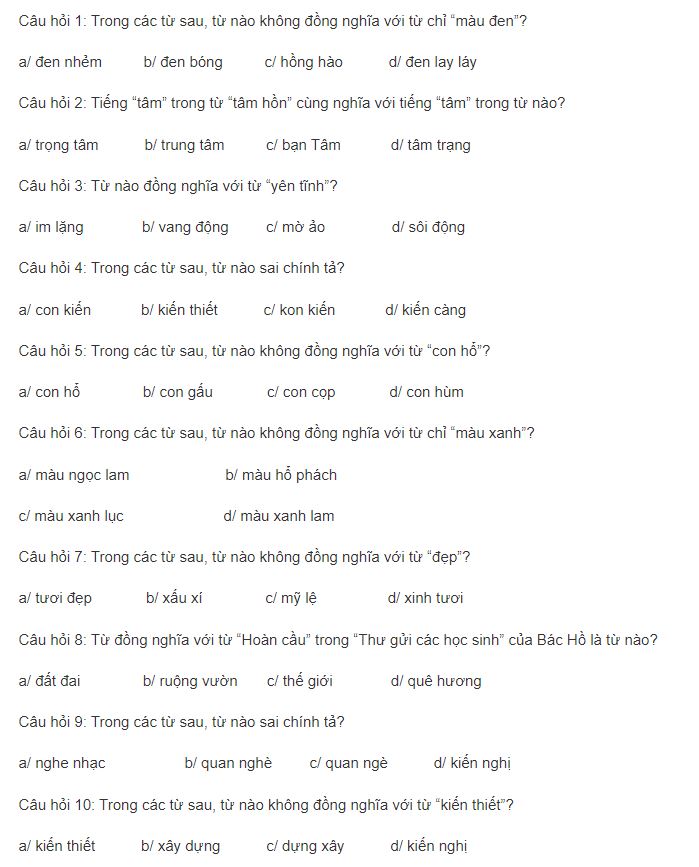 Đề ôn thi Trạng nguyên Tiếng Việt lớp 5